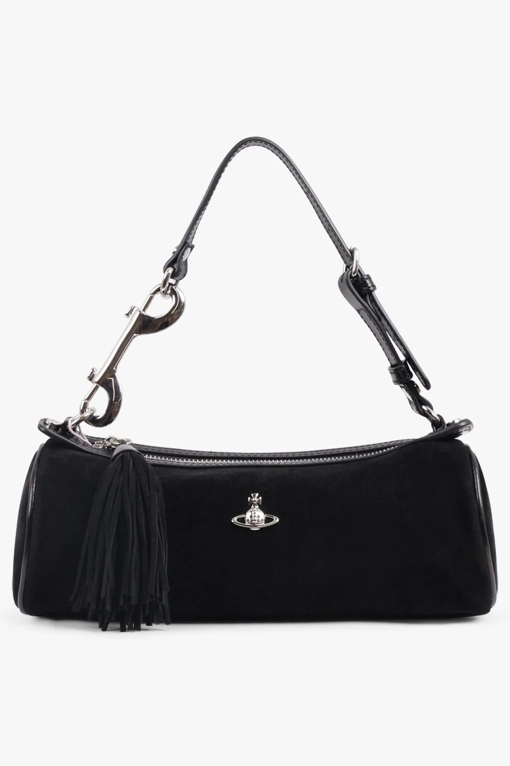 CINDY SUEDE CYLINDER SHOULDER BAG | BLACK - 1