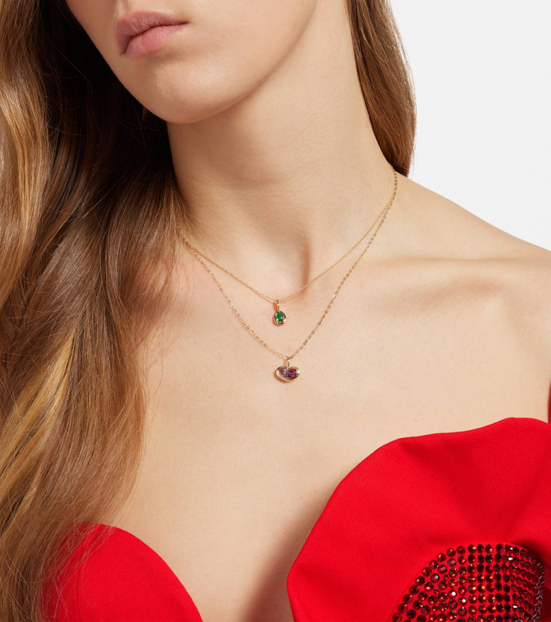 Bonbon 14kt gold pendant necklace with emerald 5