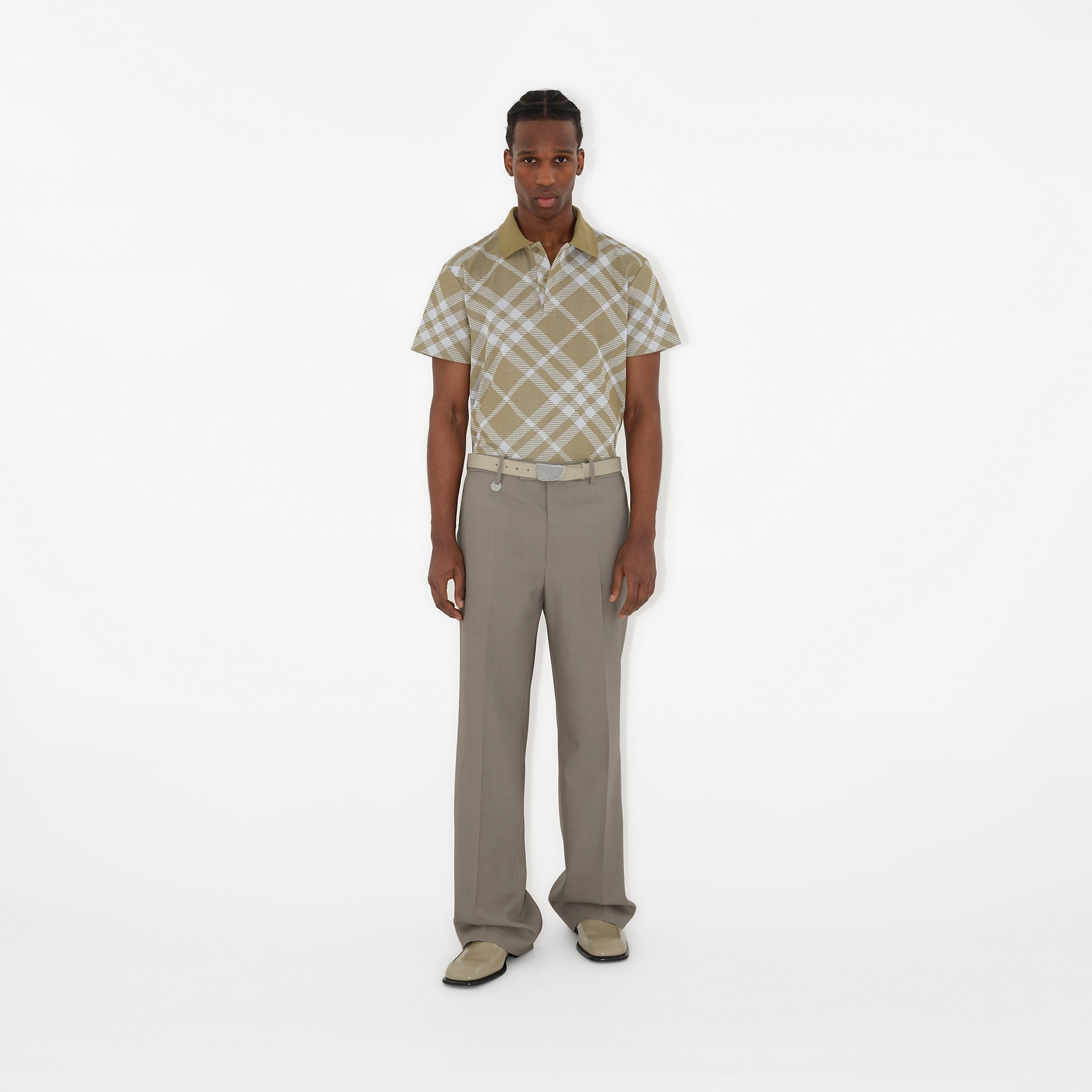 Check Cotton Blend Polo Shirt - 2