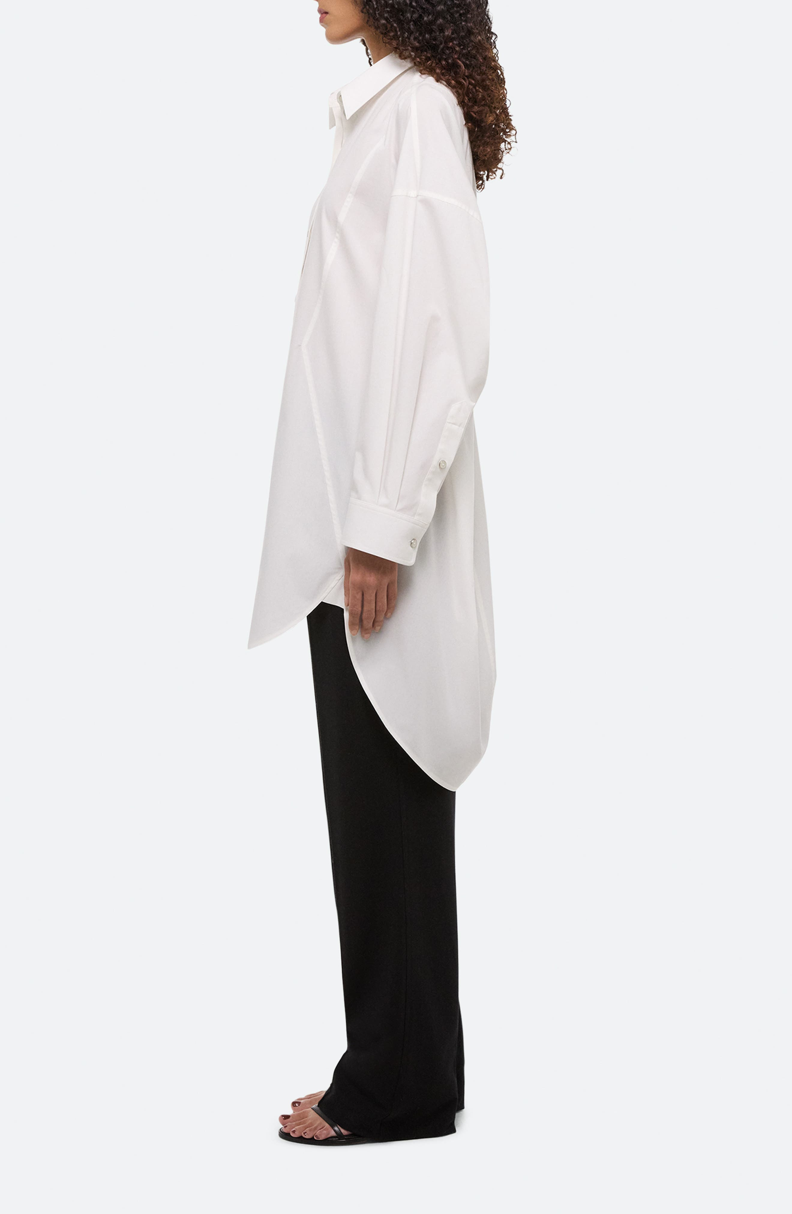 Helmut Lang Long Sleeve Cotton Mini Shirtdress in White - 3