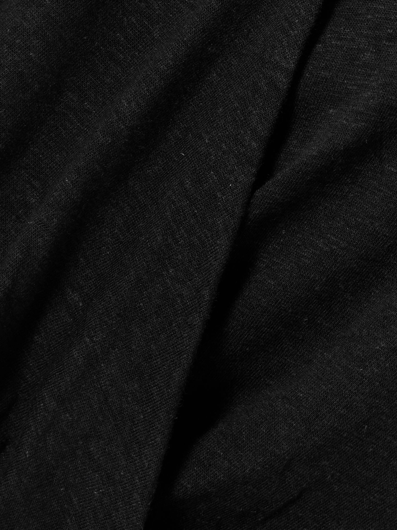 Slub linen and Lyocell-blend jersey wrap-effect top Black - 4
