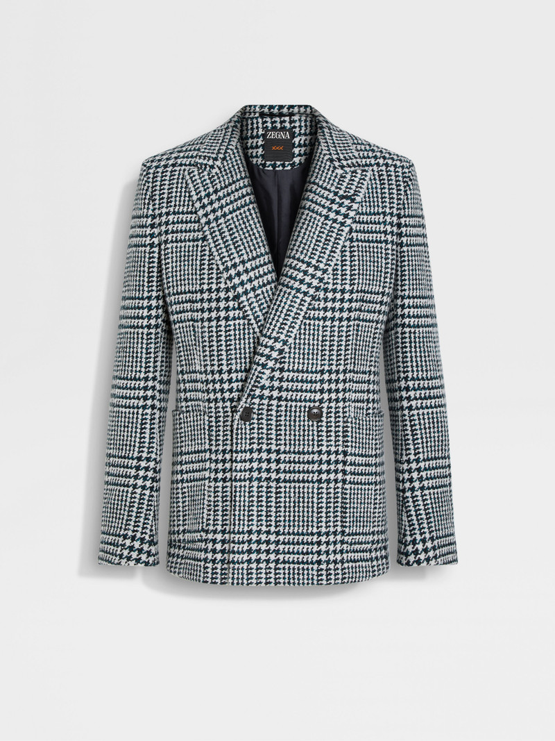 WHITE DARK GREEN AND BLACK WOOL AND CASHMERE JACKET 1