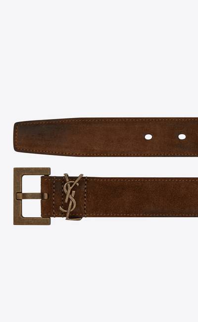 SAINT LAURENT monogram belt in suede outlook