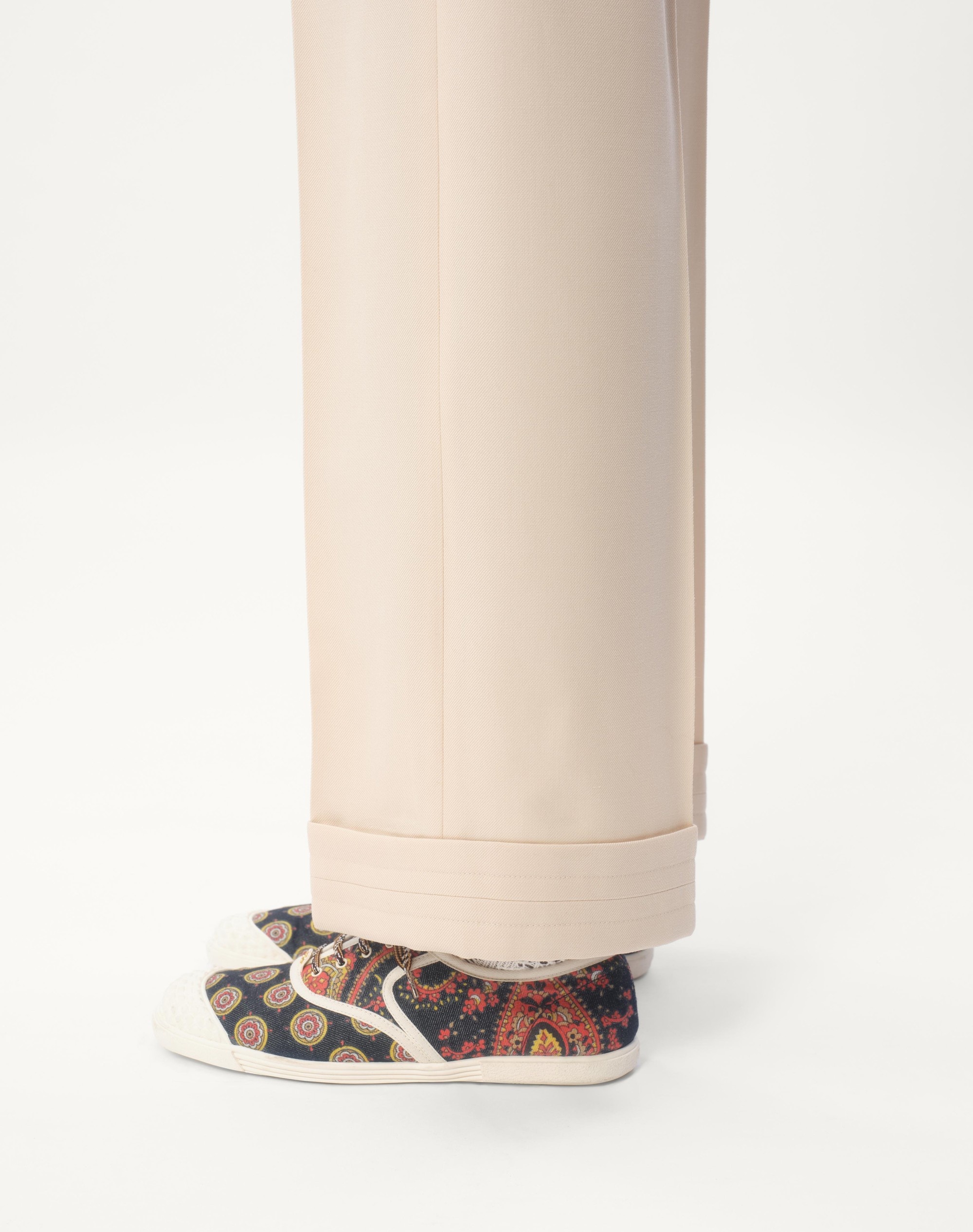 WOOL GABARDINE PANTS WITH TURN-UPS - 3