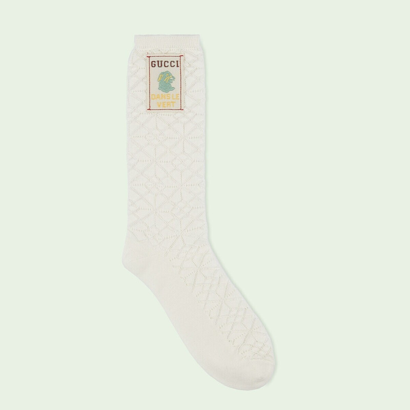 Perforated knit cotton socks 1