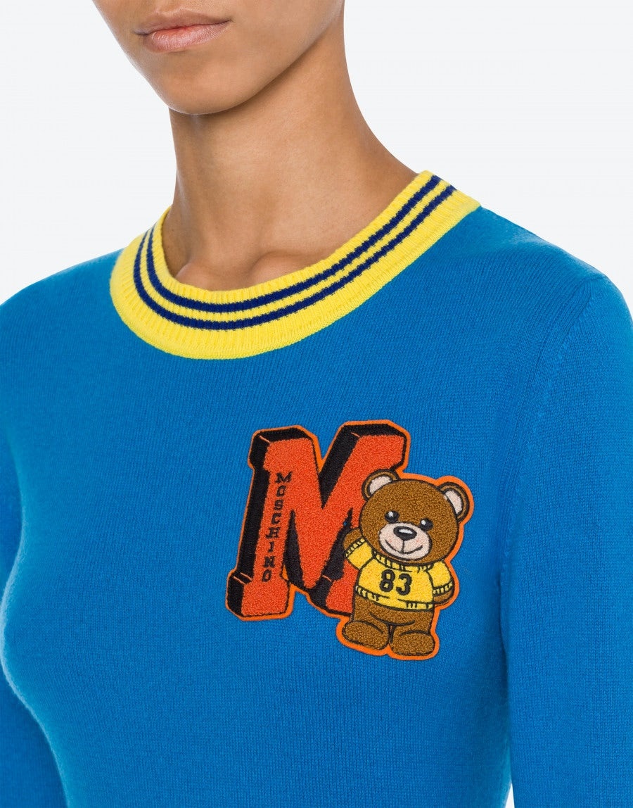 VARSITY TEDDY BEAR KNIT DRESS - 4