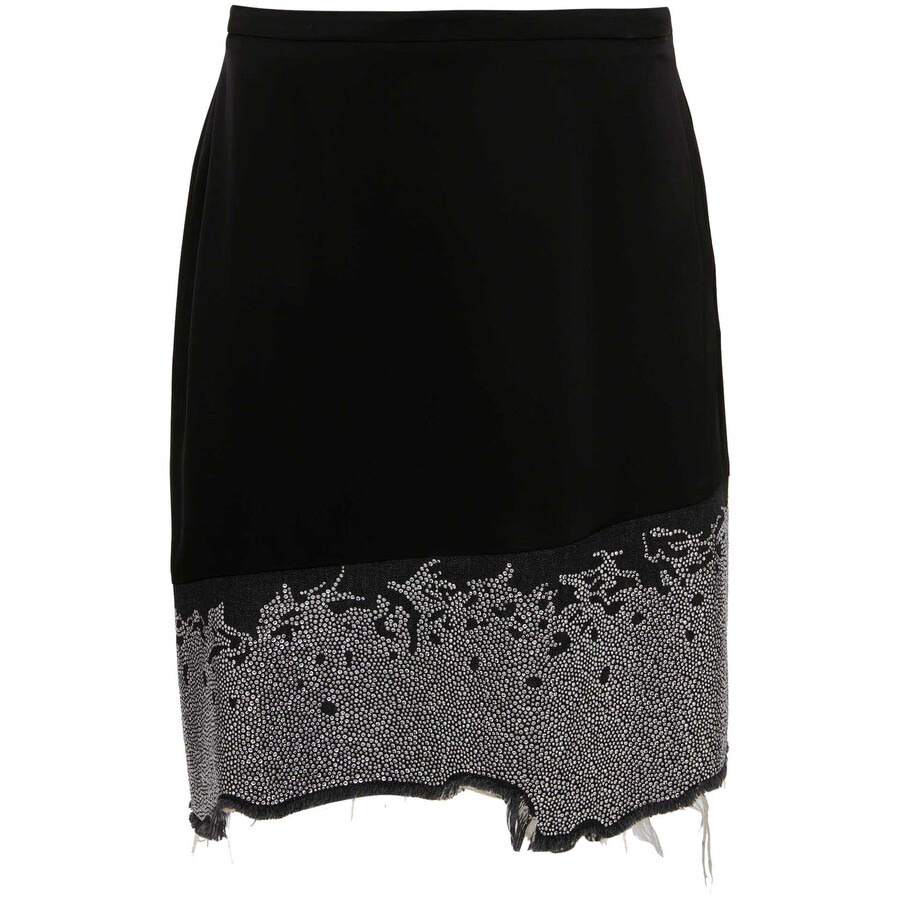 Jw Anderson Ladies Black Glitter-Detail Asymmetric Skirt - 5