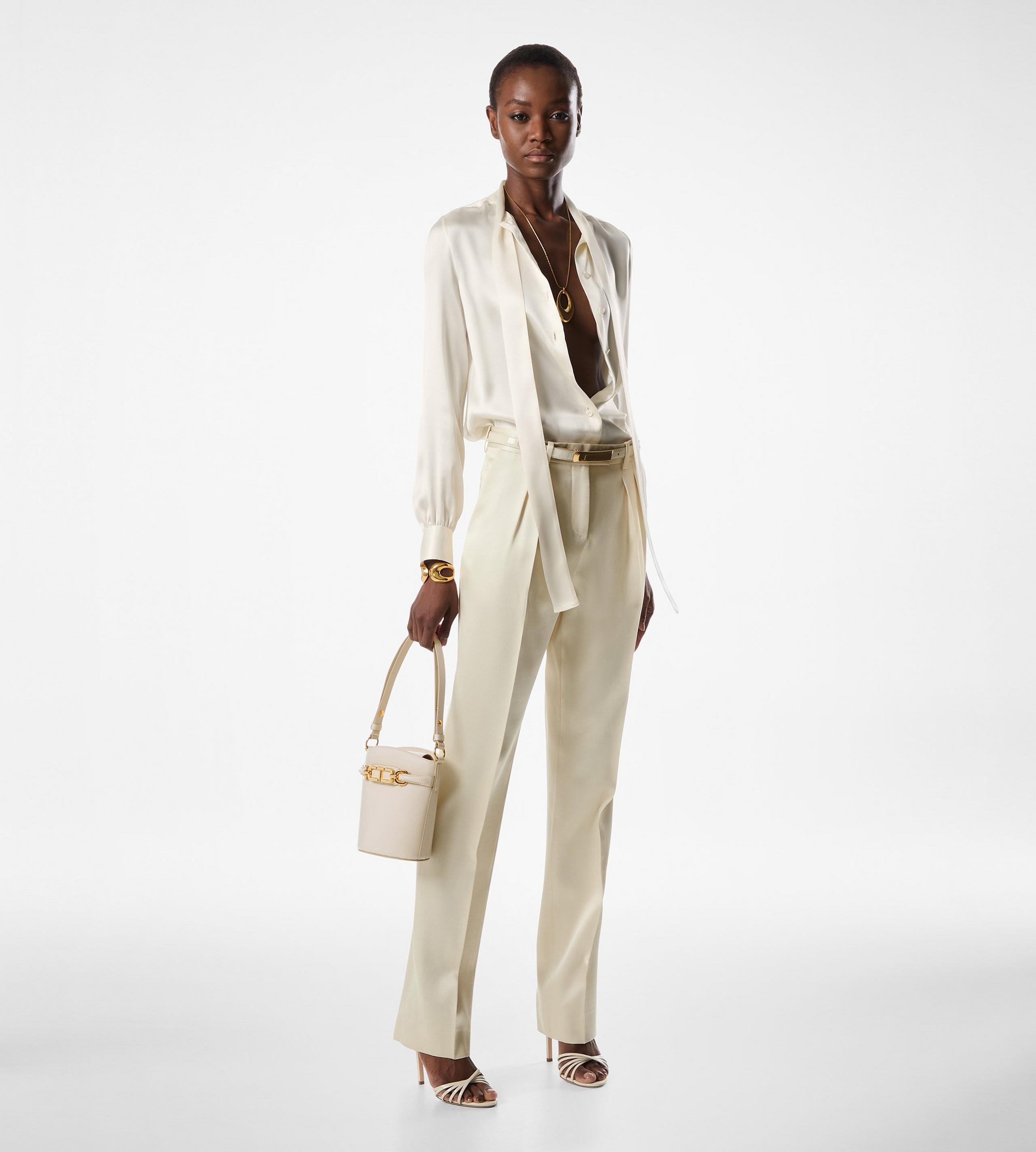 SILK AND WOOL TWILL TAILORED PLEATED PANTS - 2