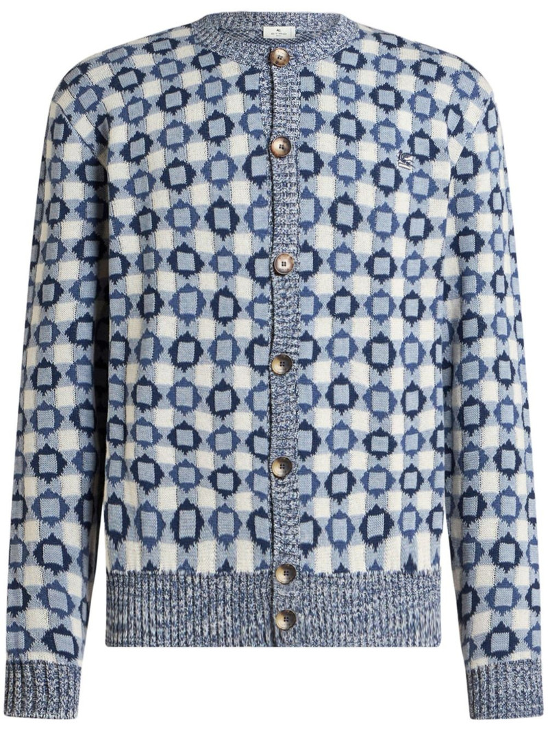 patterned-jacquard cardigan 1