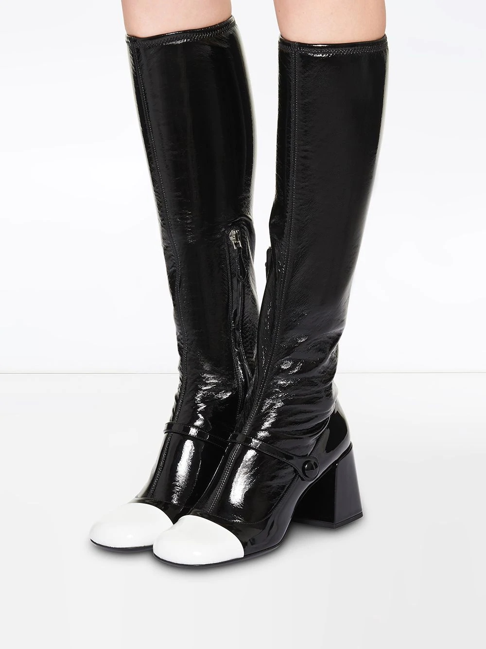 patent-leather block heel boots - 4