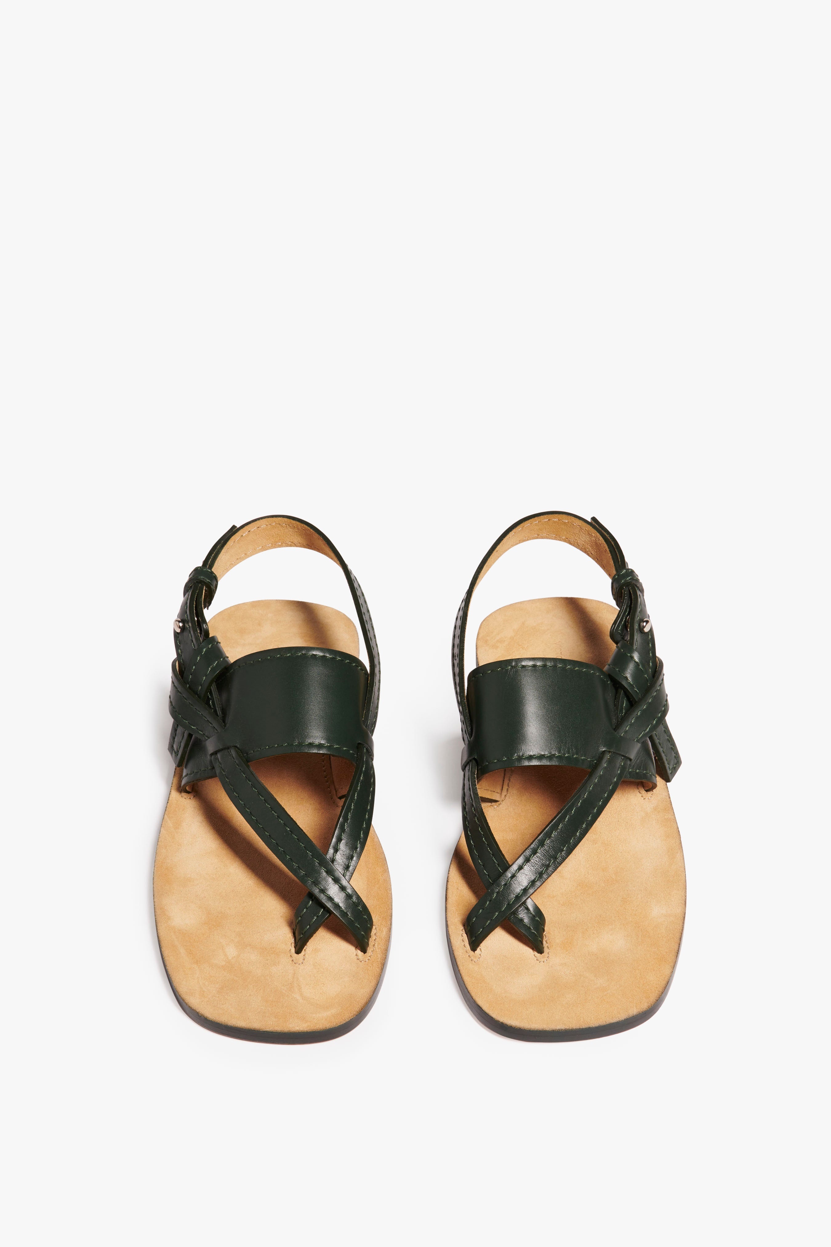 Eve Flat Sandal in Bottle Green - 2