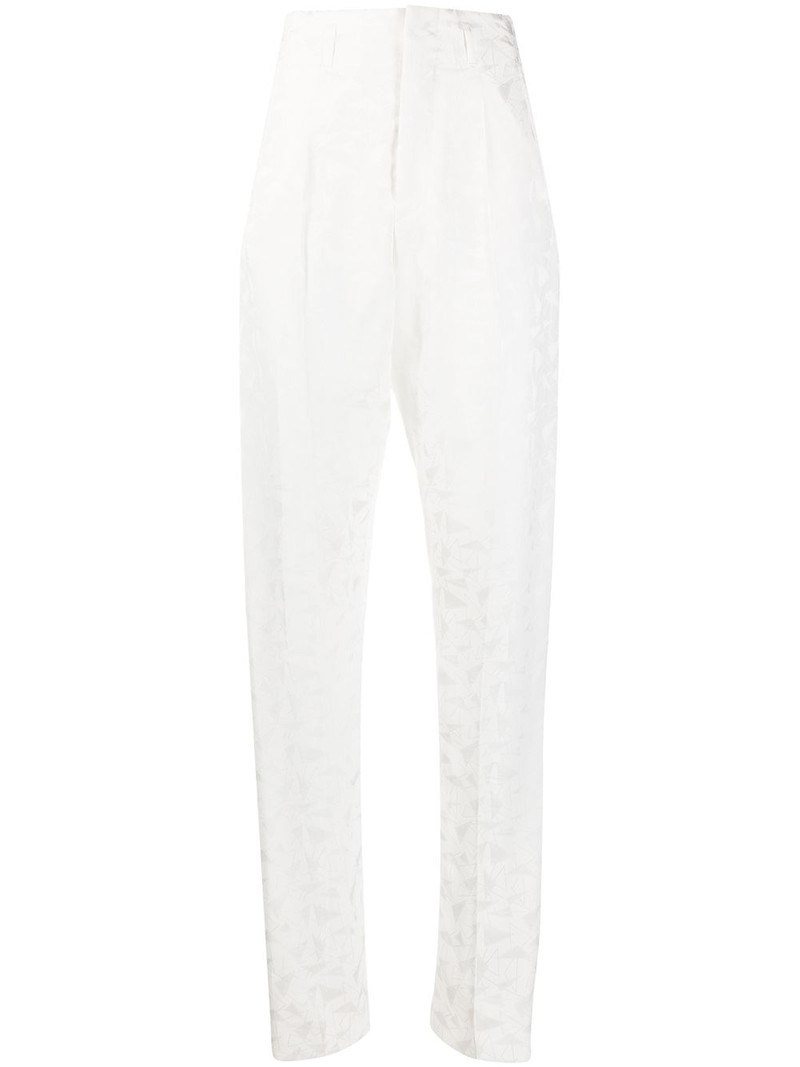 tapered geometric print trousers 1