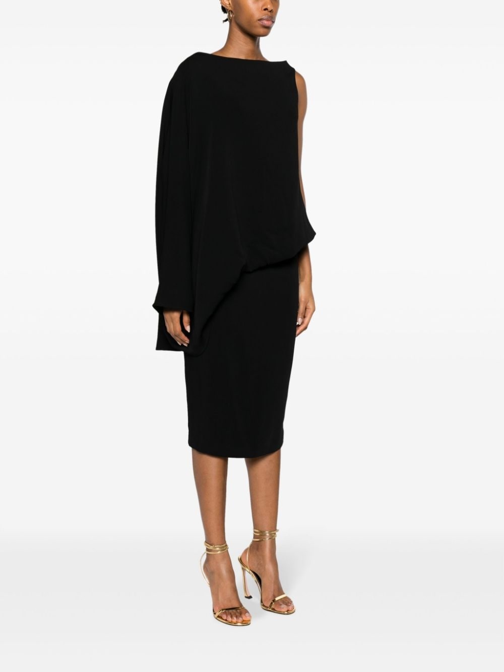 asymmetric silk midi dress - 3