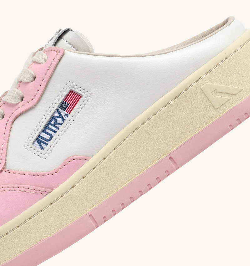 MEDALIST MULE SNEAKERS IN WHITE AND BLUSHING BRIDE LEATHER 6