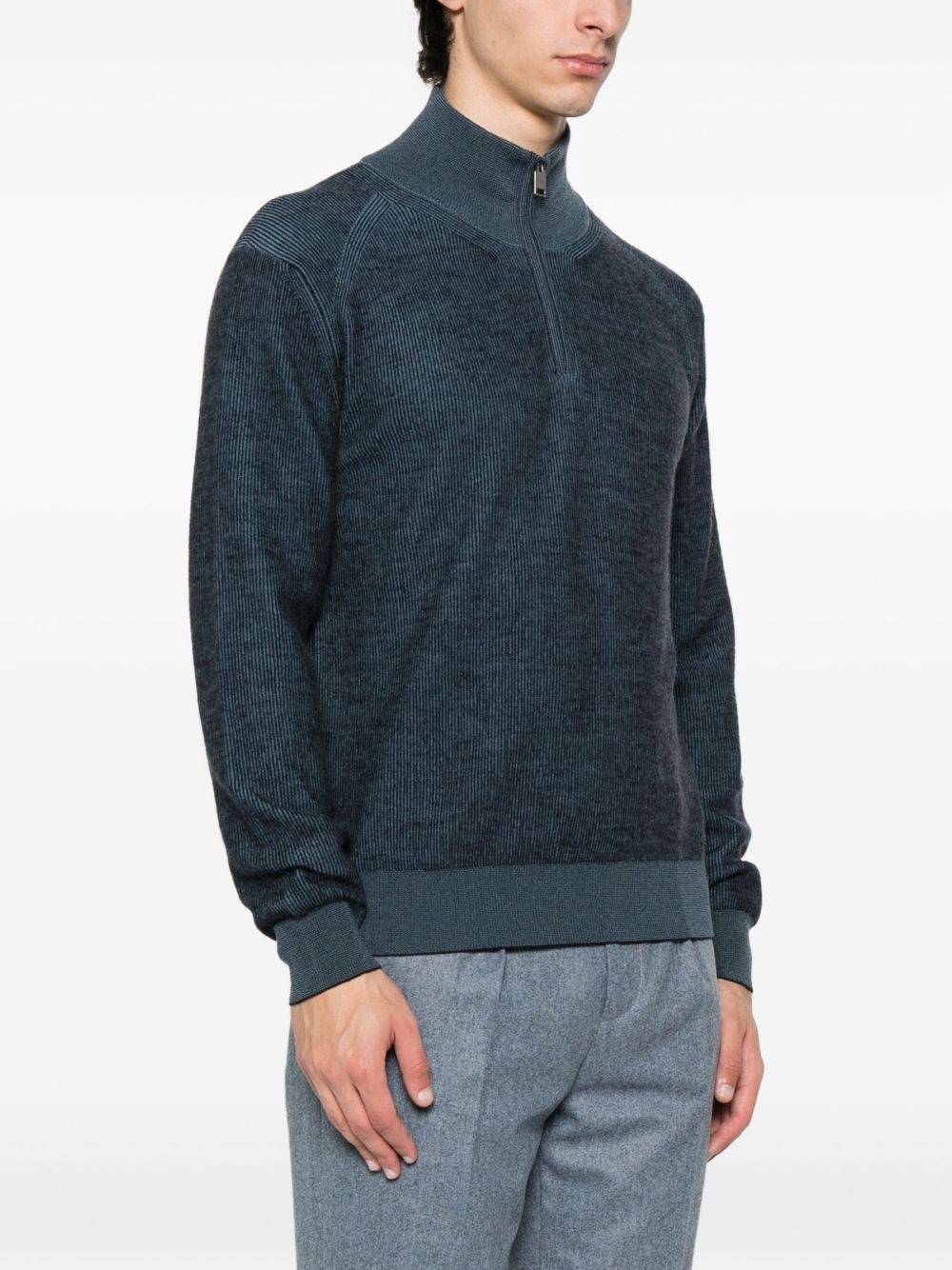 ribbed zip-neck sweater - 3