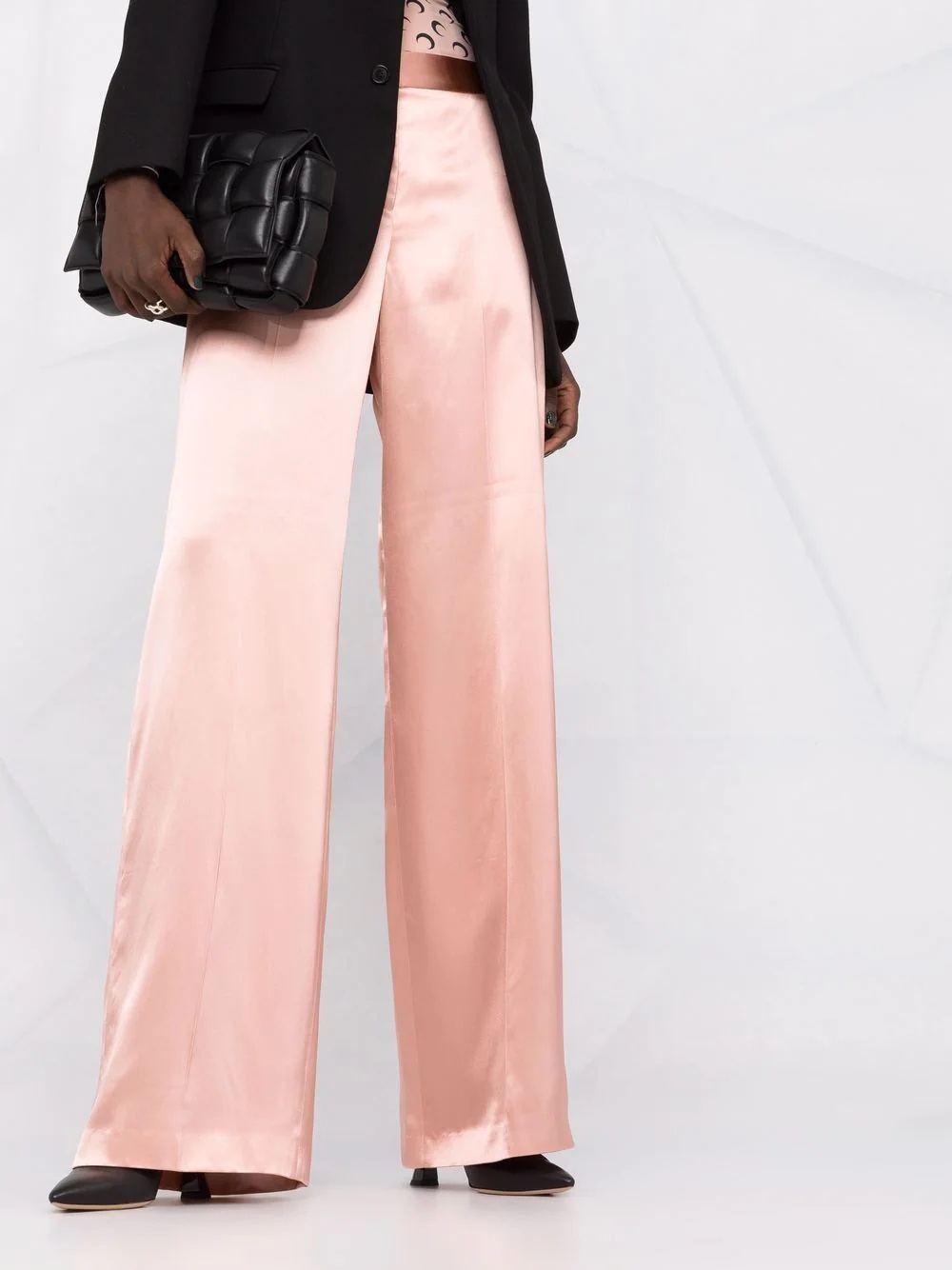 satin-effect wide-leg trousers - 5