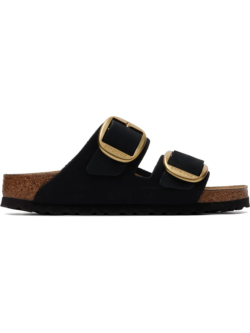 Black Narrow Arizona Big Buckle Nubuck Sandals - 1