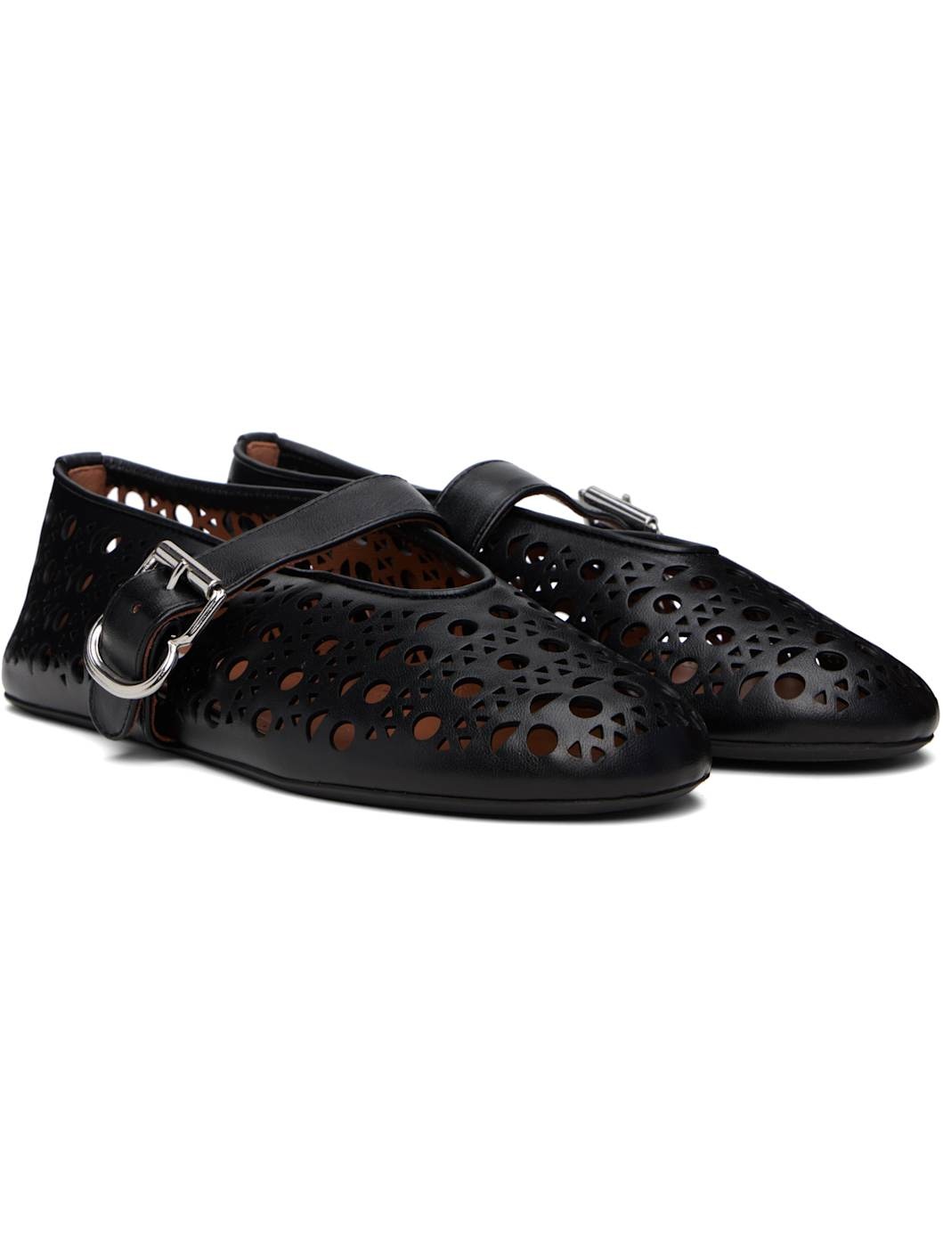 Black Vienne Lambskin Ballerina Flats - 4