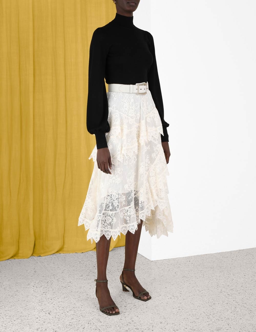 LACE ASYMMETRIC SKIRT - 8