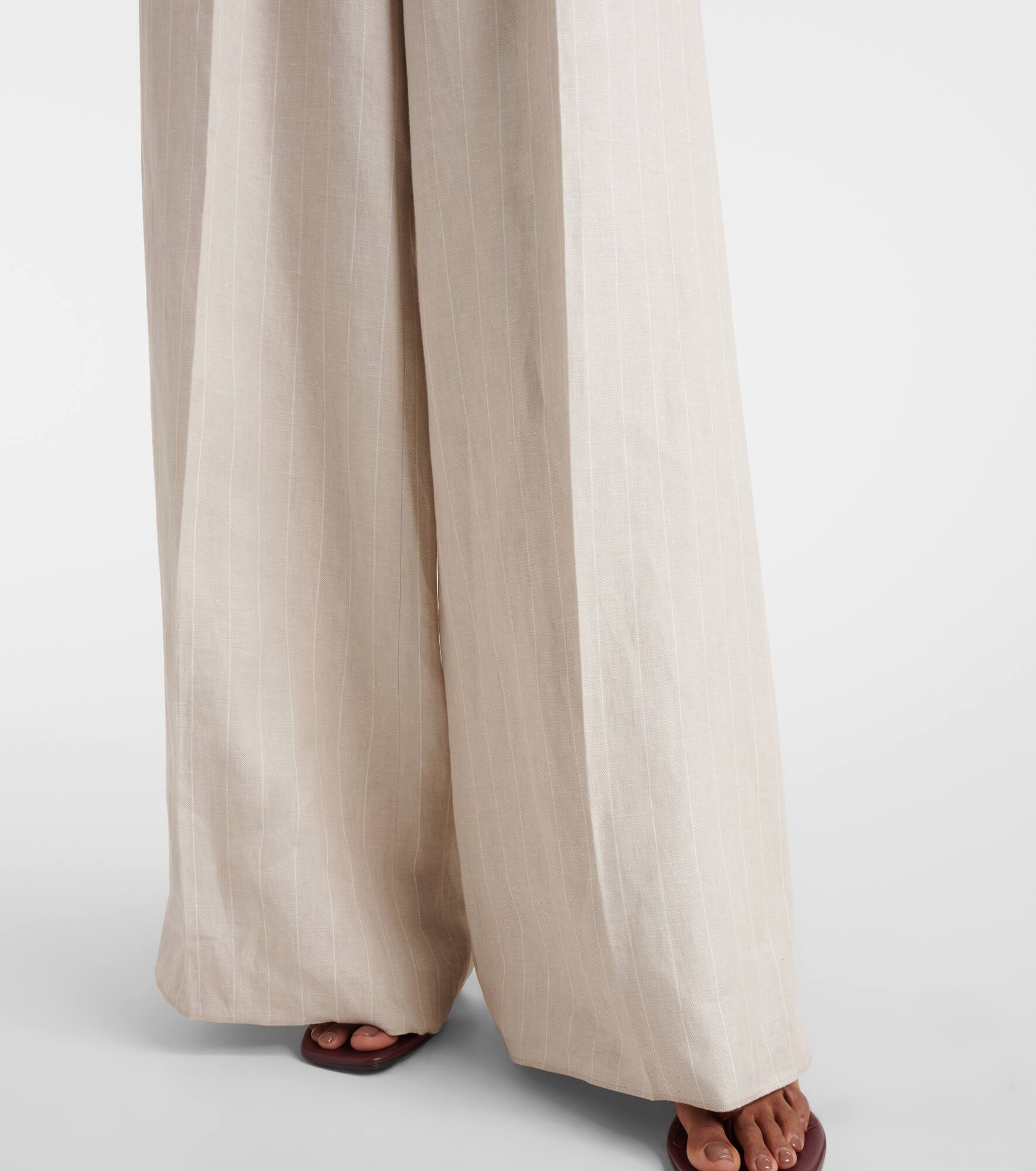 Rauche high-rise linen wide-leg pants - 5