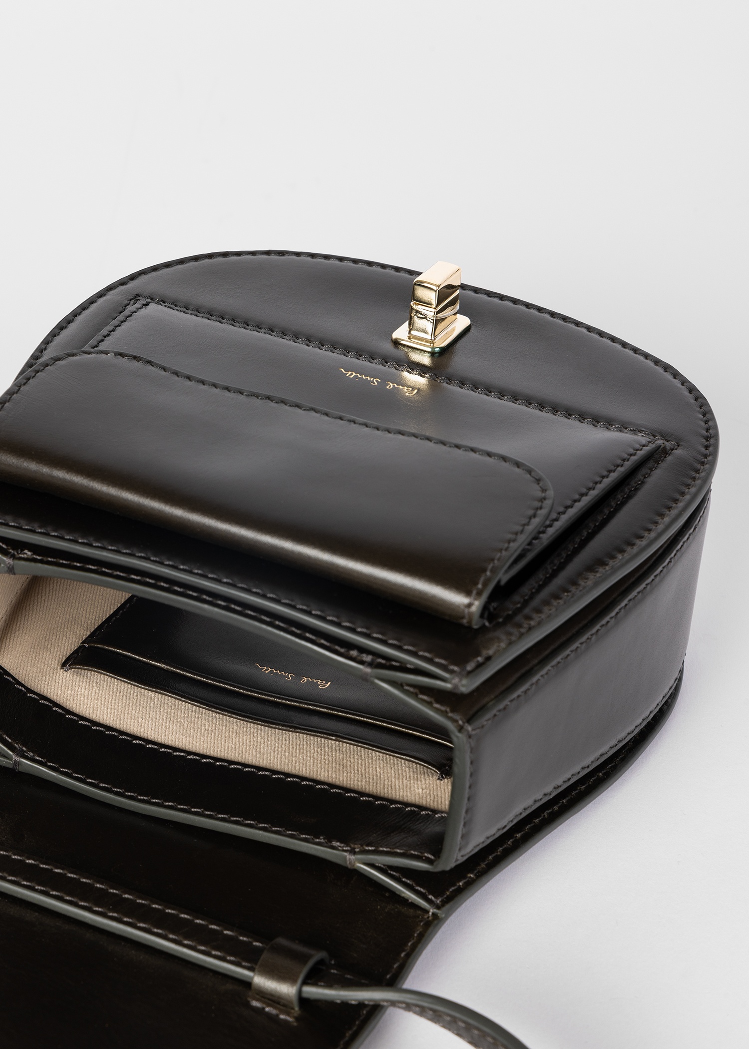 Women's Dark Green Leather Tear Drop Bag - 2