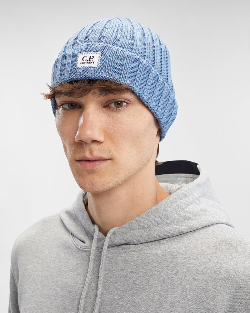 C.P. Company Extra Fine Merino Wool Logo Beanie outlook