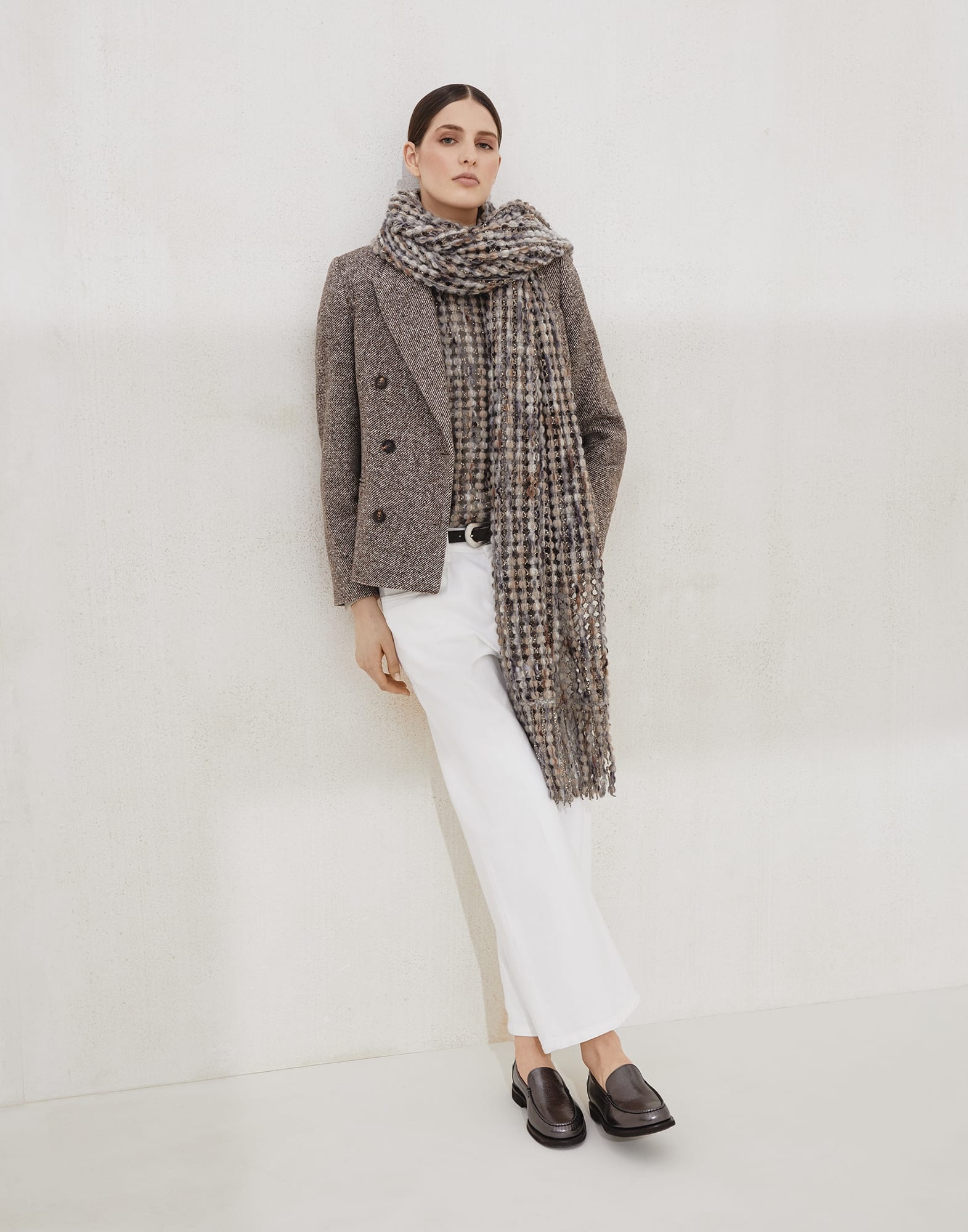 Silk crêpe de Chine shirt with shiny collar detail - 5