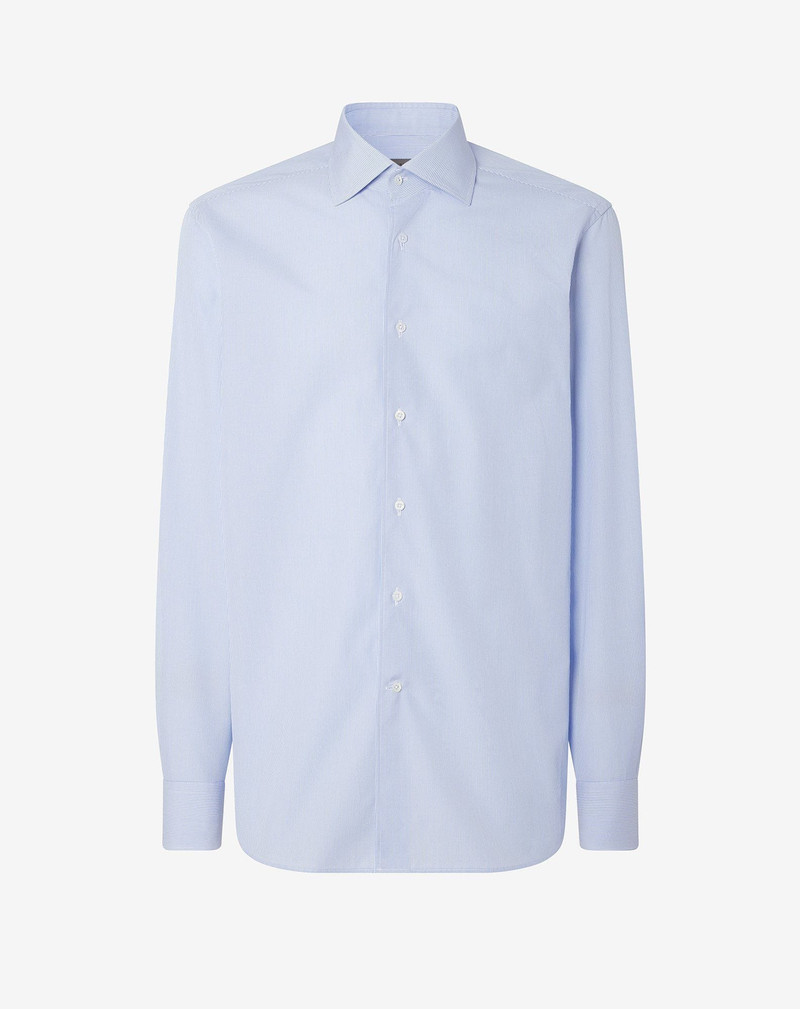 Cotton shirt with white and light Blue micro stripes 1