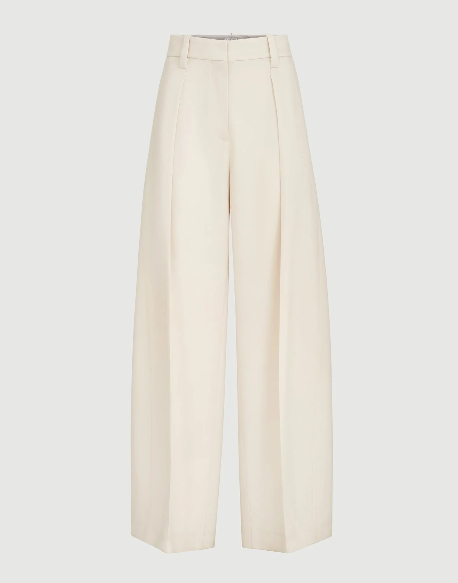 Virgin wool gabardine pleated barrel trousers with monili - 1