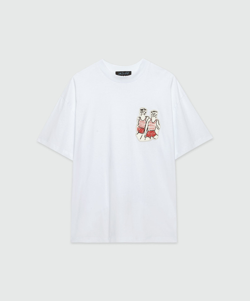 White jersey T-Shirt with "Two Sailors" embroidery - 1