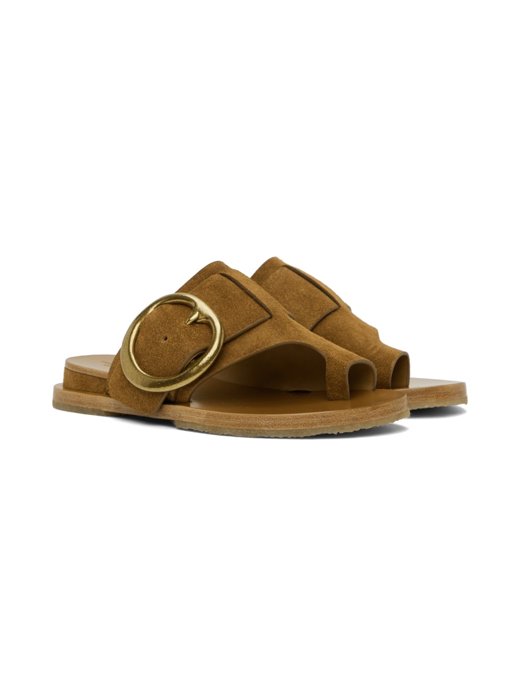 Tan Beau Buckle Sandals - 4