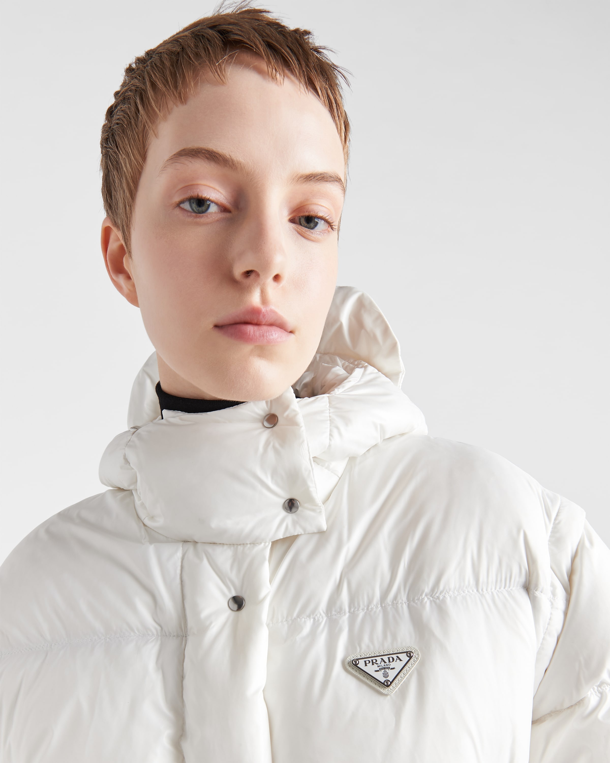 PRADA＊Re-Nylon convertible cropped ダウンジャケット＊送料込 Black Re-nylon Convertible Cropped Down Jacket | PRADA