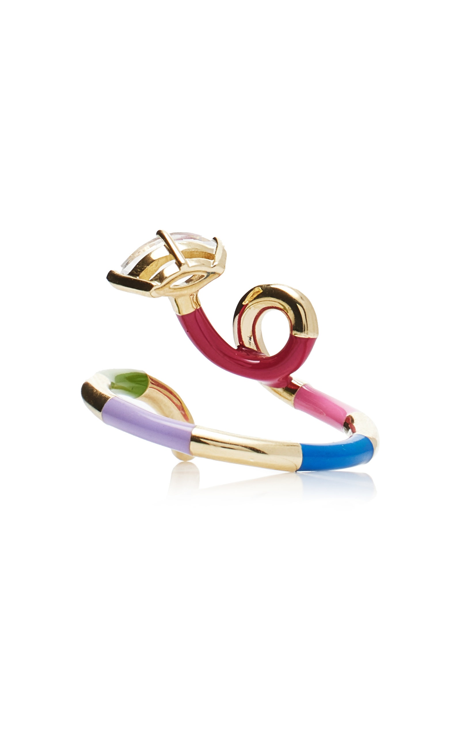 9K Gold, Crystal, And Enamel Ring multi - 5