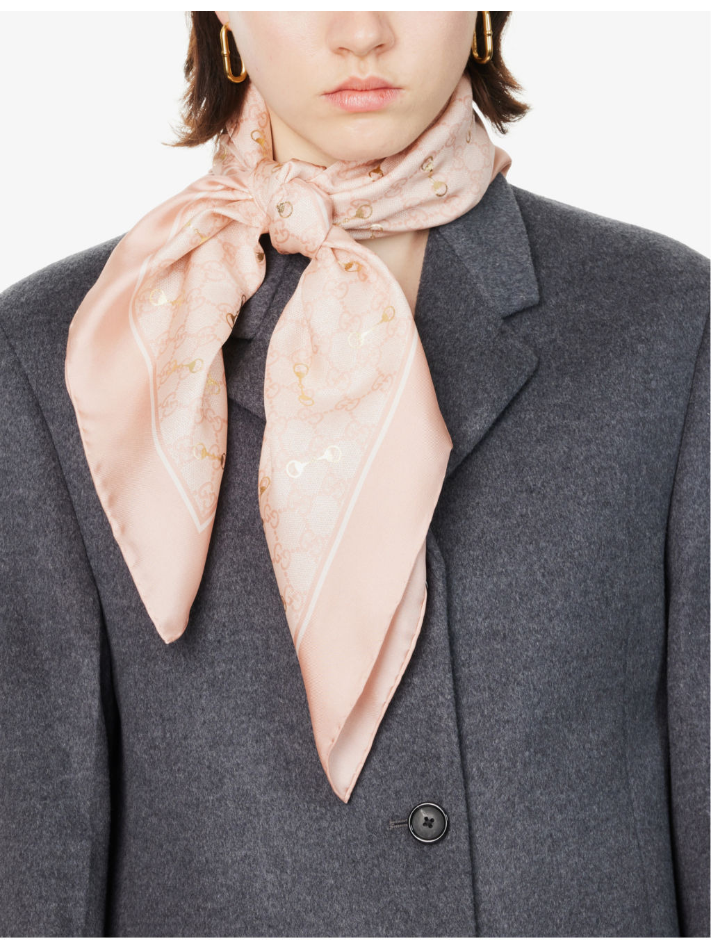 GG Monogram-Print Horsebit Silk Scarf - 2