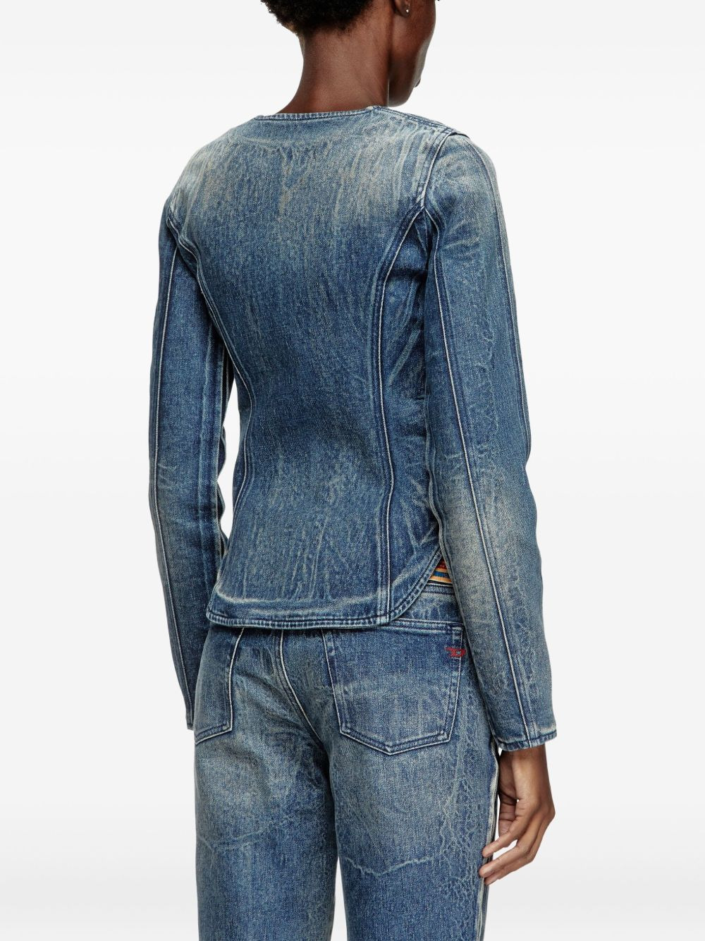 zip-up denim jacket - 4
