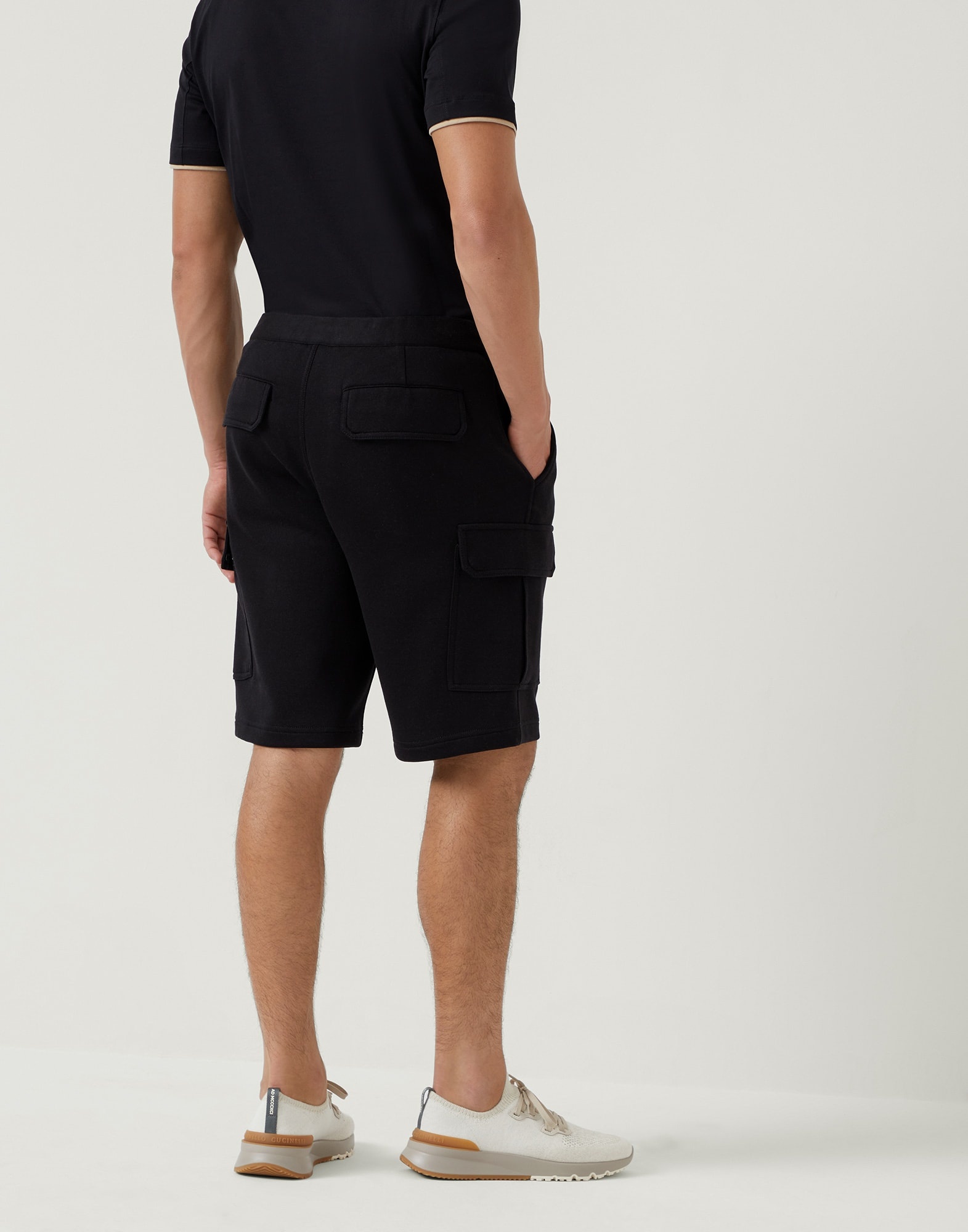 Cotton, cashmere and silk French terry double cloth Bermuda shorts with cargo pockets - 2