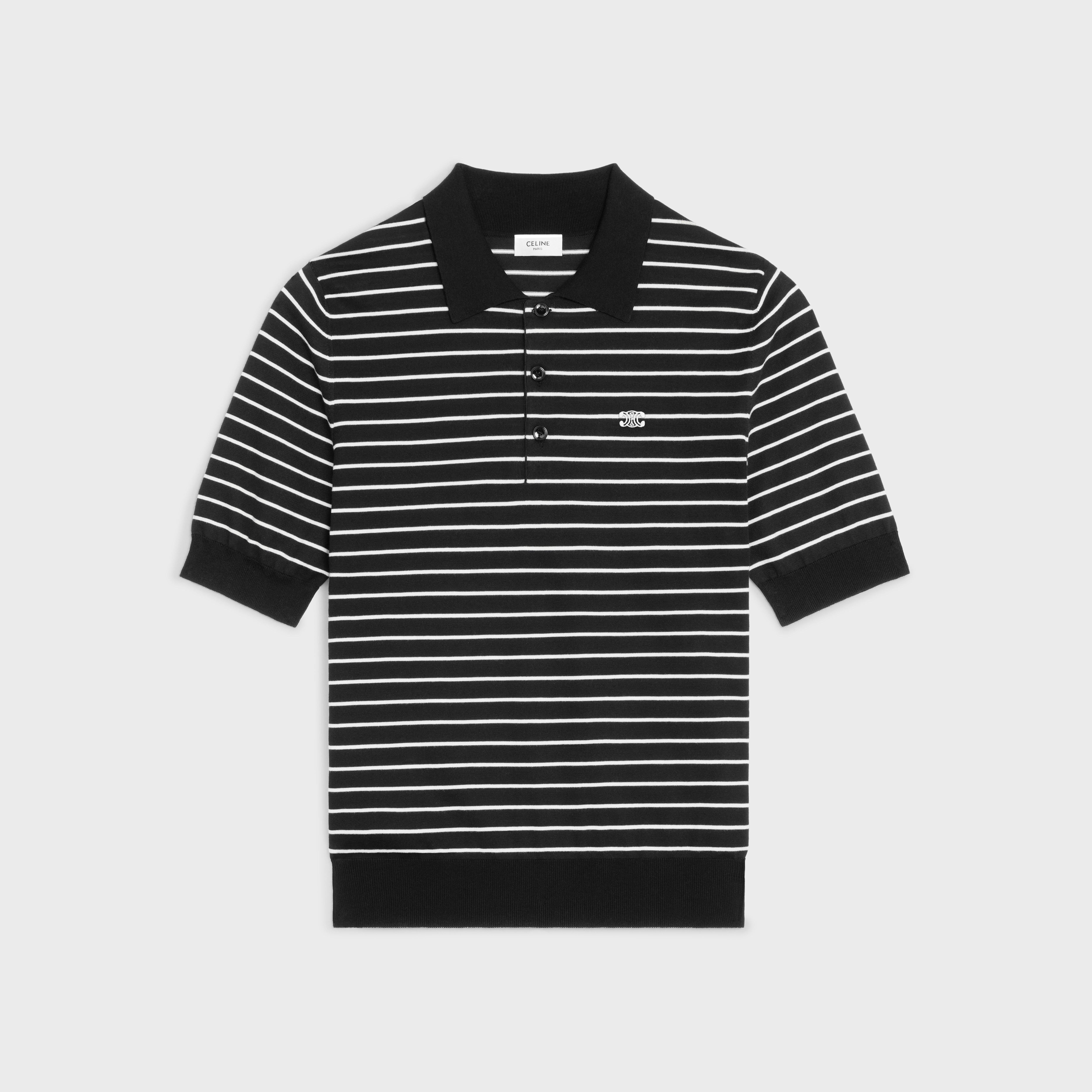 Tシャツ・カットソー CELINE | triomphe polo in fine cotton TRIOMPHE POLO IN FINE COTTON - BLACK | CELINE