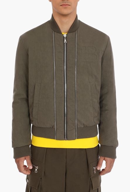 Reversible khaki cotton bomber jacket - 5