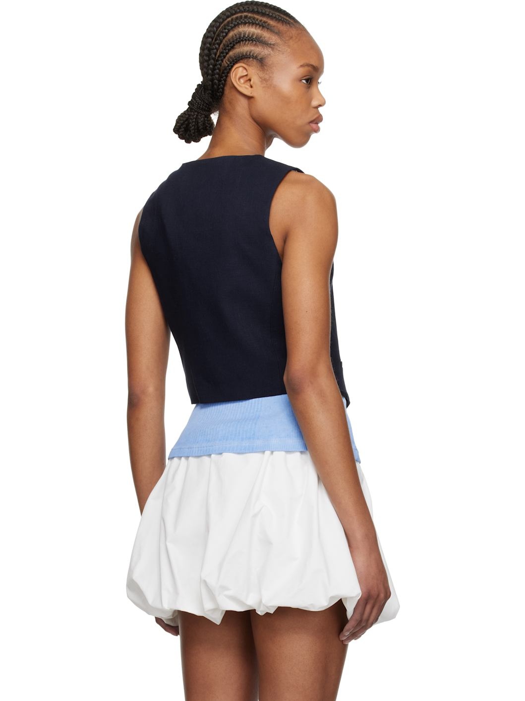 Navy Button Vest - 3
