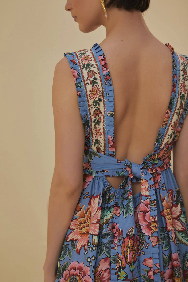 Blue Wonderful Bouquet Sleeveless Maxi Dress 6