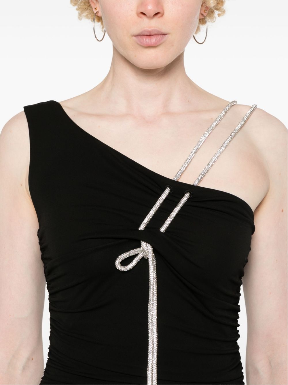 asymmetric crepe mini dress - 5