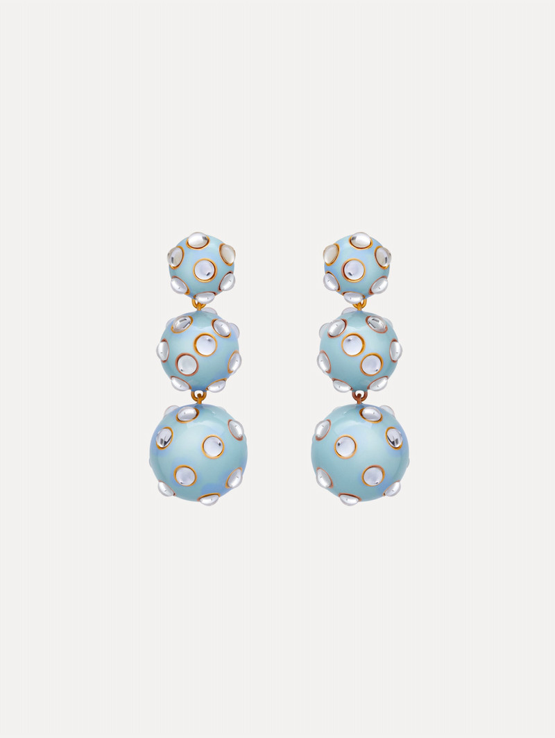 ENAMEL CABOCHON DROP CLIP-ON EARRINGS 1