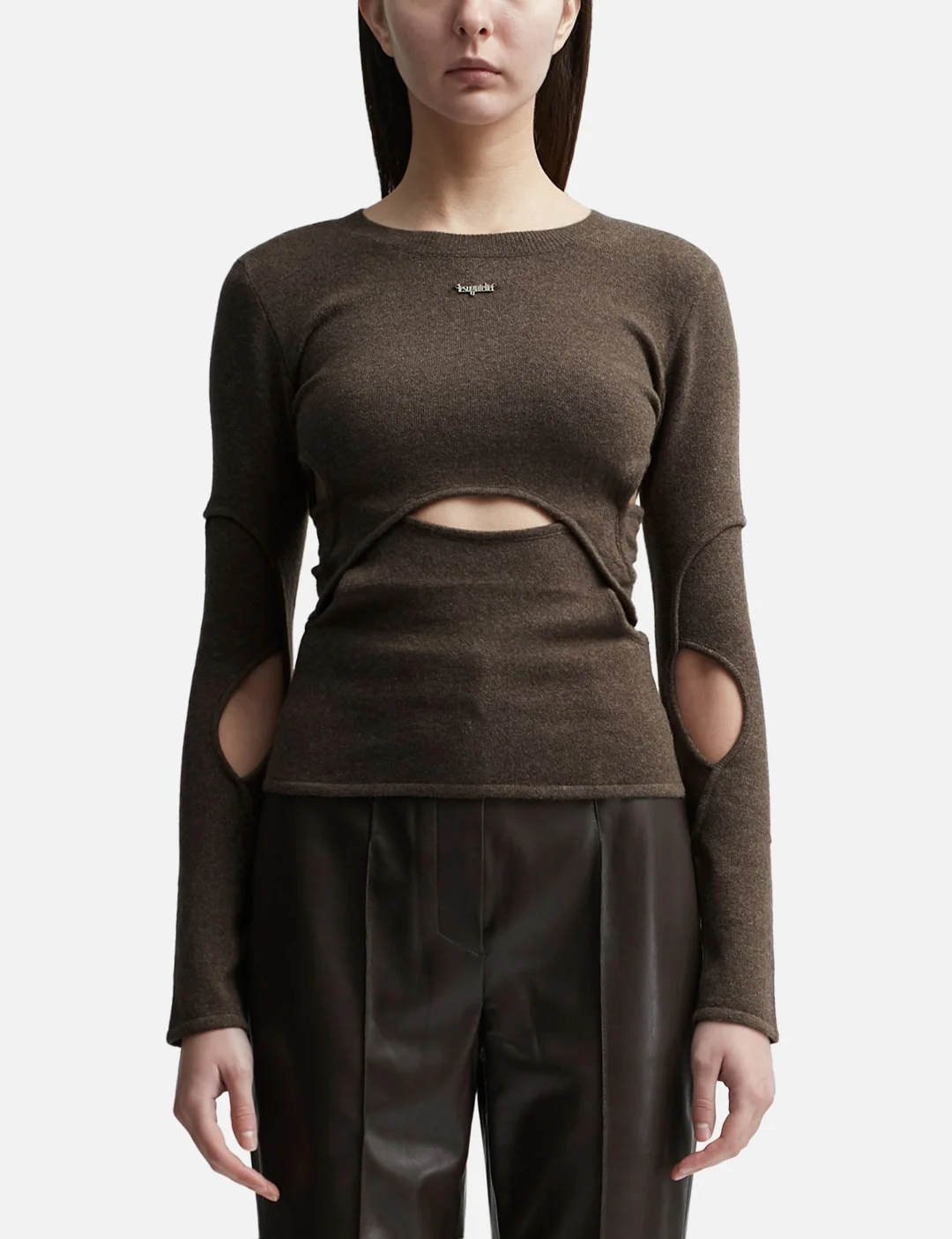 CUT-OUT WOOL AND CASHMERE BLEND TOP - 1