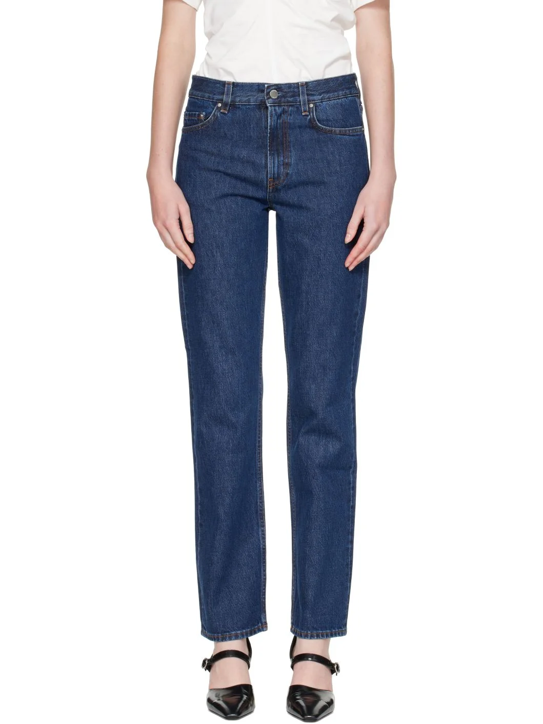 Navy Low Straight Jeans - 1