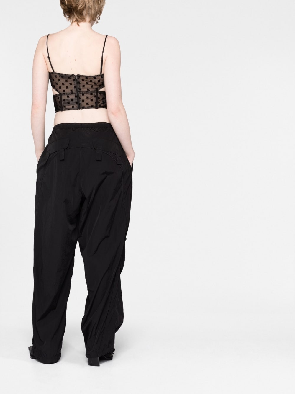 mesh monogram corset top - 6
