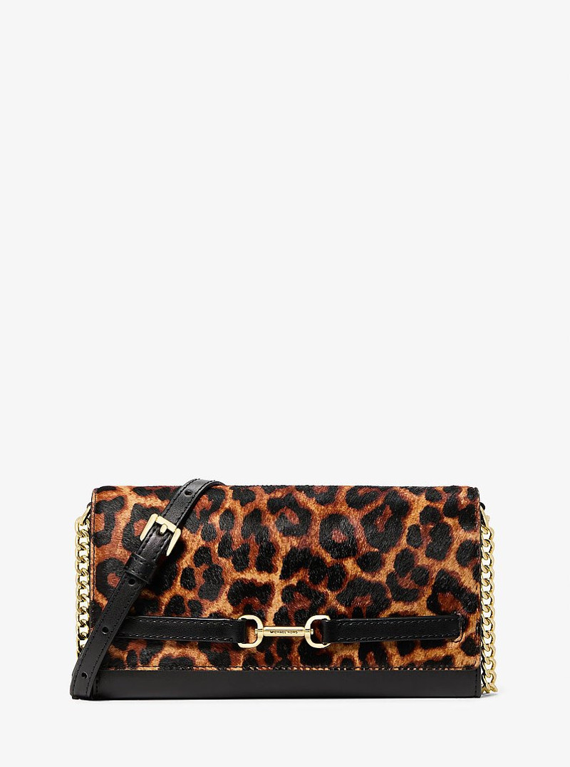 Carson Large Leopard Print Calf Hair Crossbody Bag 1