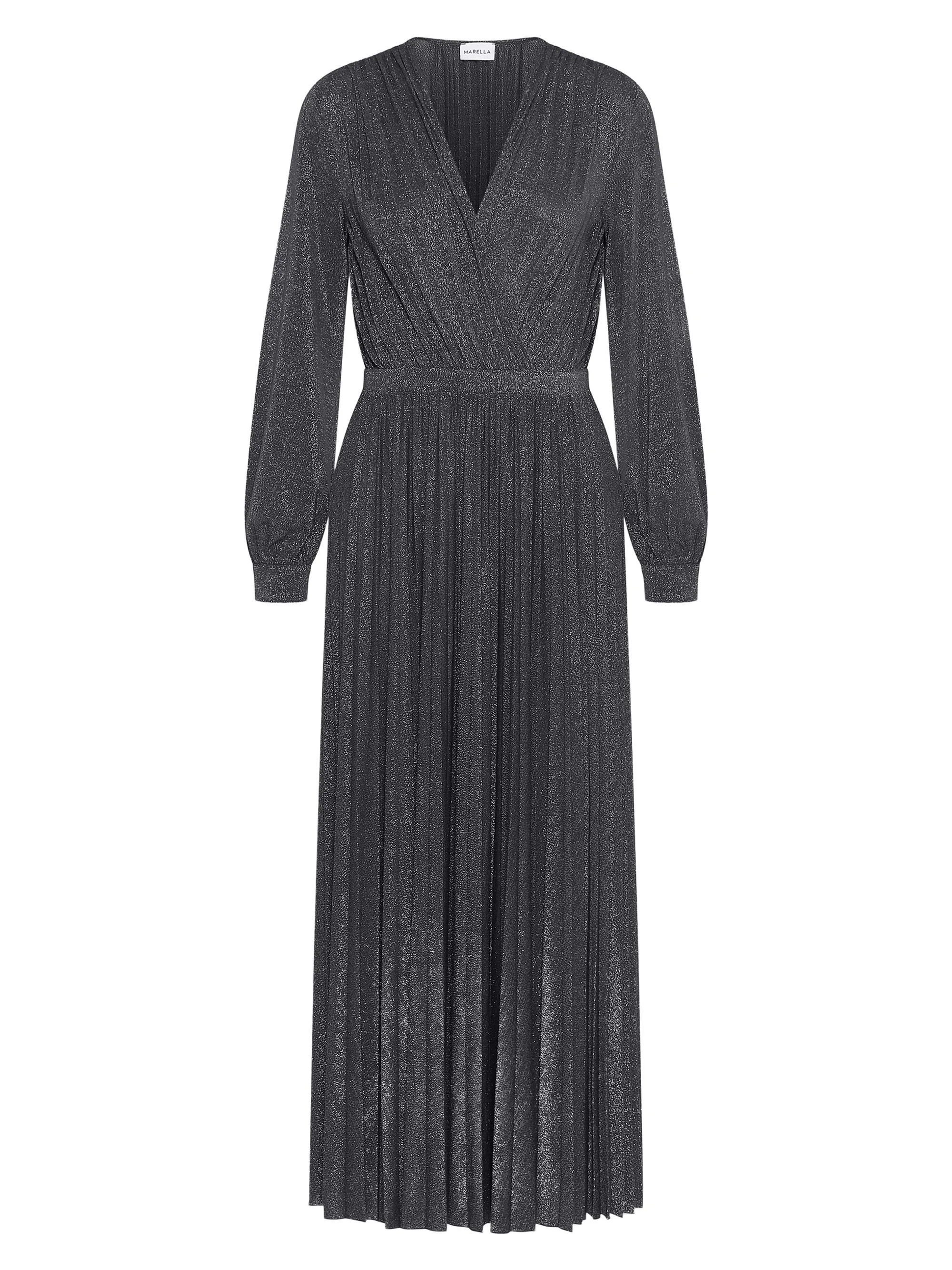 Women's Plissé Pleated Lurex Jersey Dress - Midnight Blue - 1