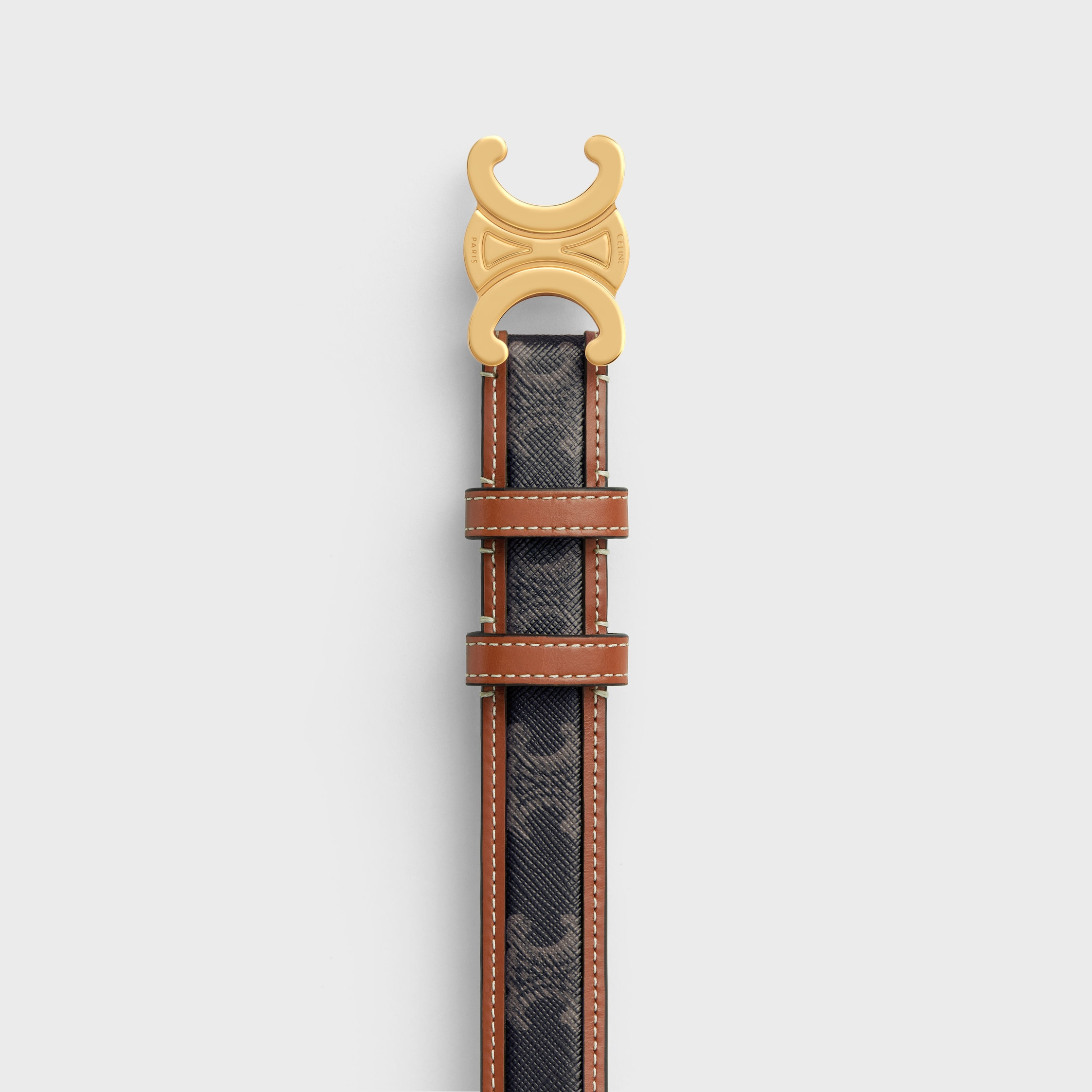 Medium Triomphe Belt in Triomphe Canvas and Calfskin - 3
