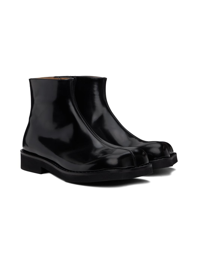 Black Polished Leather Boots 4
