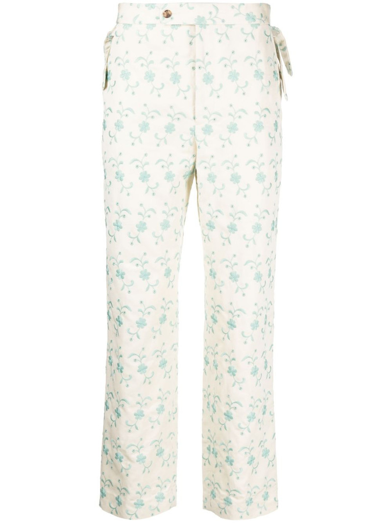floral-embroidery straight-leg trousers 1